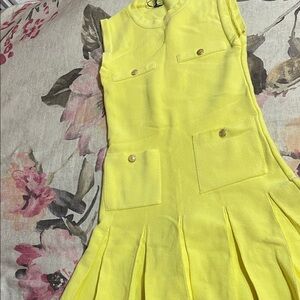 Zara Bright Yellow Dress with Button Accents